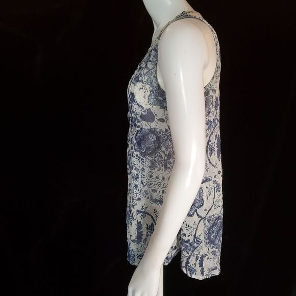 Converse White & Blue Floral Sheer Tank Top (S) - Picture 3 of 5